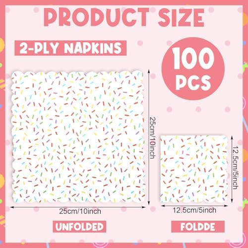 Crtiin 100 Pcs Scalloped Donut Napkins Party Supplies White