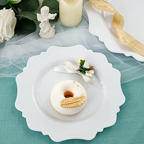 COLOSUS 60pcs White Disposable Plastic Plates for Parties