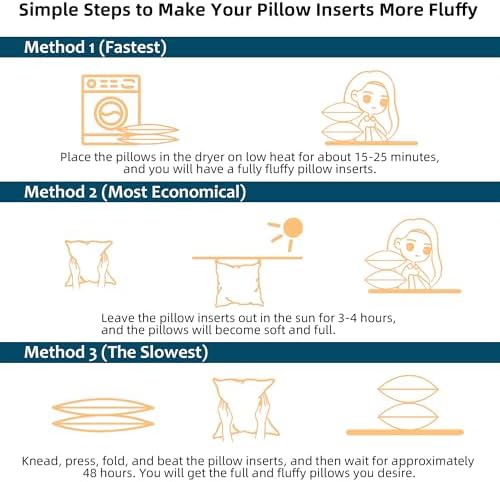 16x16 Outdoor Pillow Inserts Set of 2 Waterproof Comfortable Pillow Set
