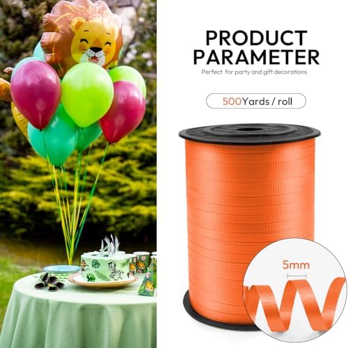 500 Yards Orange Crimped Curling Ribbon with Spool