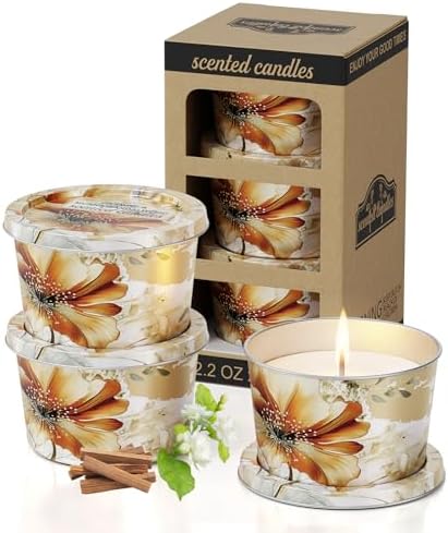 3-Pack Aromatherapy Candle Set Travel Size Jasmine Musk Sandalwood