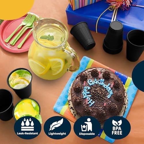 Exquisite 12 Oz Black Plastic Cups 50 Pack