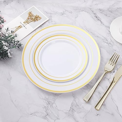 200PCS Gold Plastic Plates for Parties