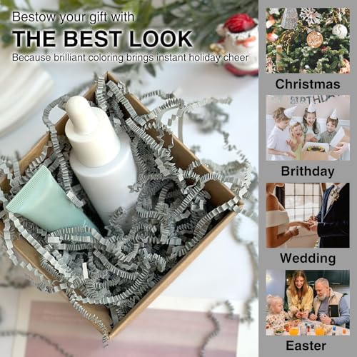 2LB Grey Crinkle Paper Shred Filler for Gifts