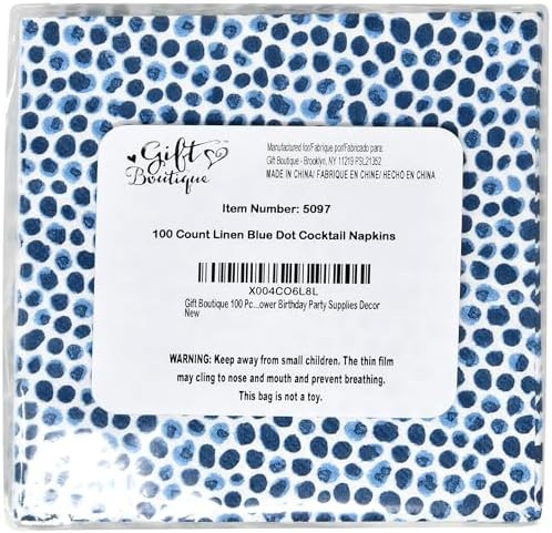 Gift Boutique 100 Pc Blue Dot Disposable Napkins for Parties
