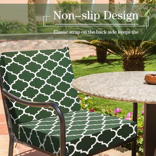 Newwiee 4 Pcs Waterproof Outdoor Cushion Covers Dark Green