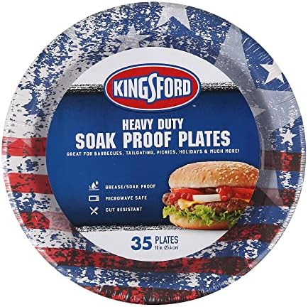 Kingsford Heavy Duty Soak Proof Plates 35 Count American Flag