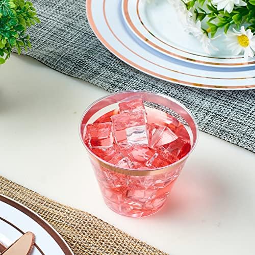 JOLLY CHEF 100 Pack Rose Gold Plastic Cups