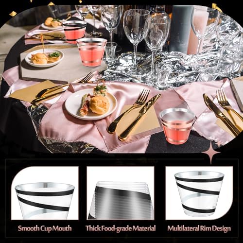 Gejoy 9 oz Clear Plastic Cups for Wedding and Party Use