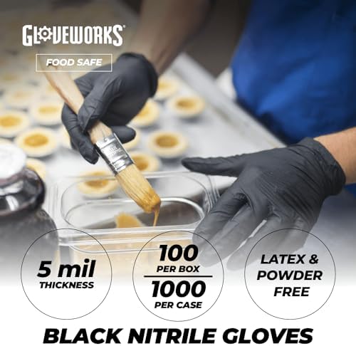 GLOVEWORKS Black Nitrile Industrial Gloves 5 Mil