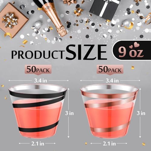 Gejoy 9 oz Clear Plastic Cups for Wedding and Party Use