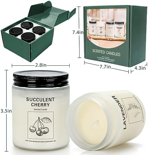Scented Candle Set 4 Pack - Natural Soy Wax Aromatherapy Candles