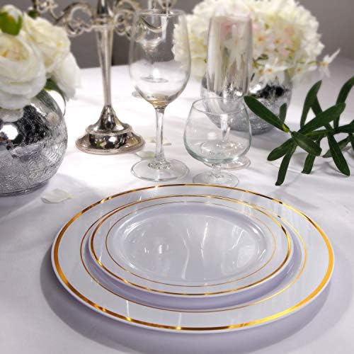 102 Piece Gold Plastic Plates Set Disposable Party Plates