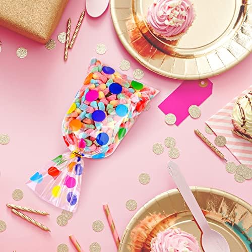 Aodaer 100 Piece Rainbow Cellophane Gift Bags with Twist Ties