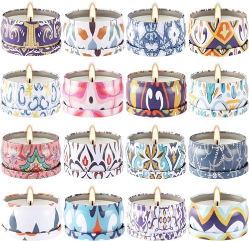Yoroxrg Scented Soy Wax Travel Tin Candles - 16 Pack