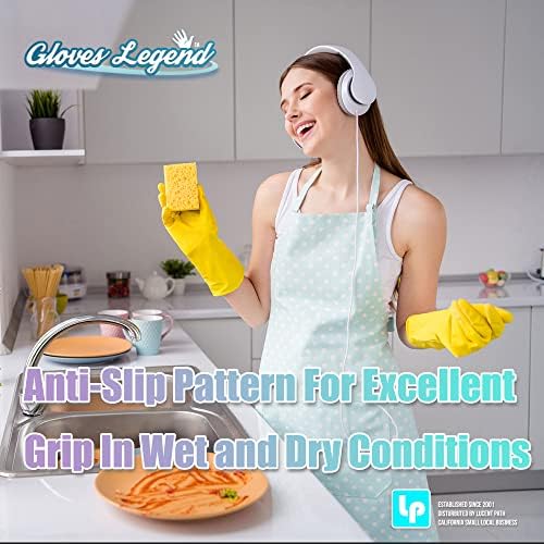 Yellow Reusable Kitchen Cleaning Gloves - Medium Small
