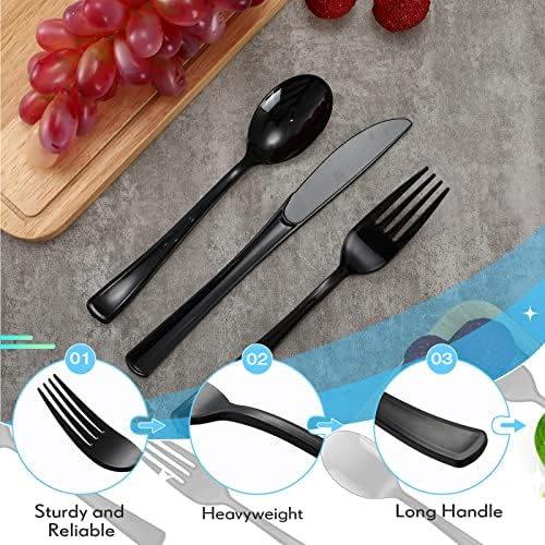 Minatee 150 Pieces Heavy Duty Plastic Cutlery Set