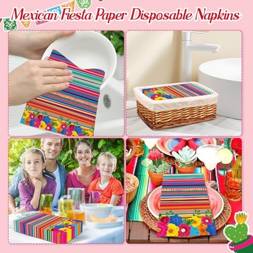 100PCS Mexican Fiesta Paper Napkins for Bathroom 3 Ply