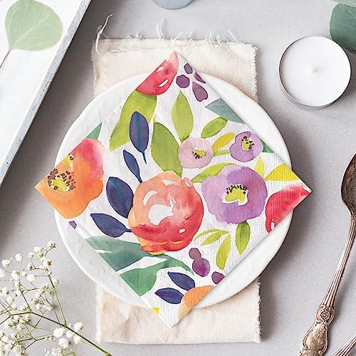 80Pcs Floral Watercolor Dinner Napkins
