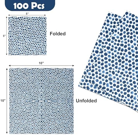 Gift Boutique 100 Pc Blue Dot Disposable Napkins for Parties