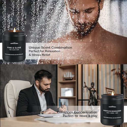 Feibao Men Scented Candle Set - 4 Pack Black Jar Candles
