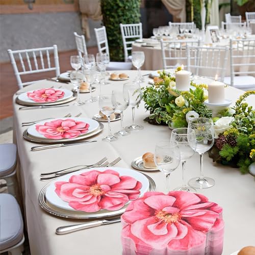 100Pcs Pink Flower Shaped Disposable Napkins for Parties and Events