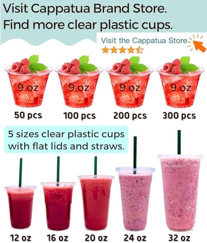 9 Oz Clear Plastic Cups 50 Pack for Parties