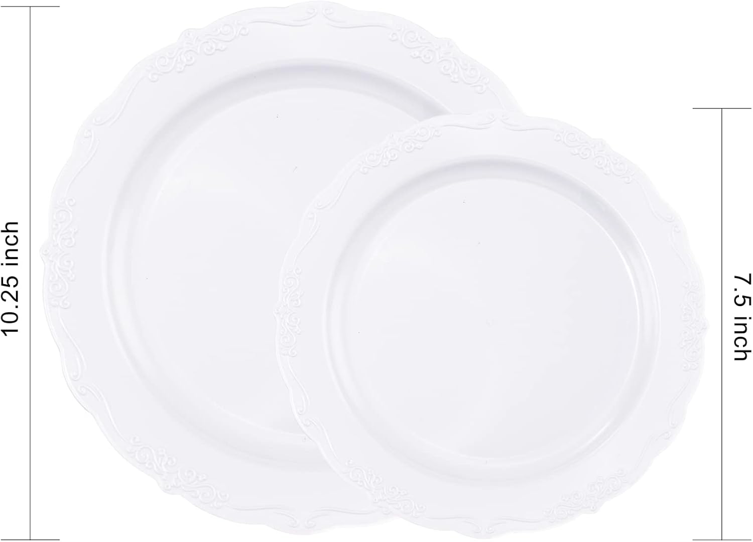 U-QE 100 Piece White Disposable Plates - Premium Hard Plastic for Events