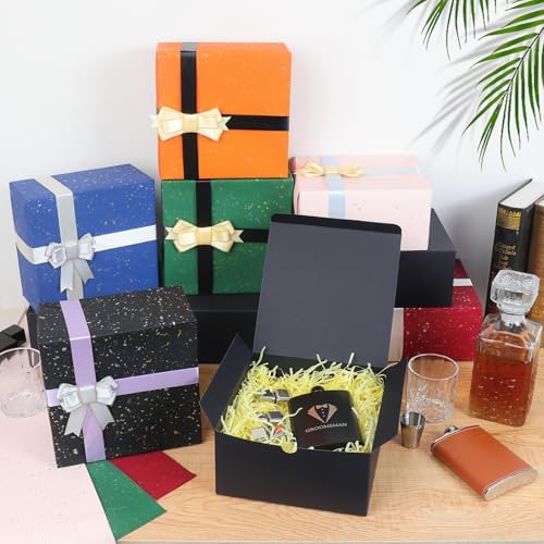 YUEFANBOX Black Gift Boxes 10 Pack 8x8x4 Inches