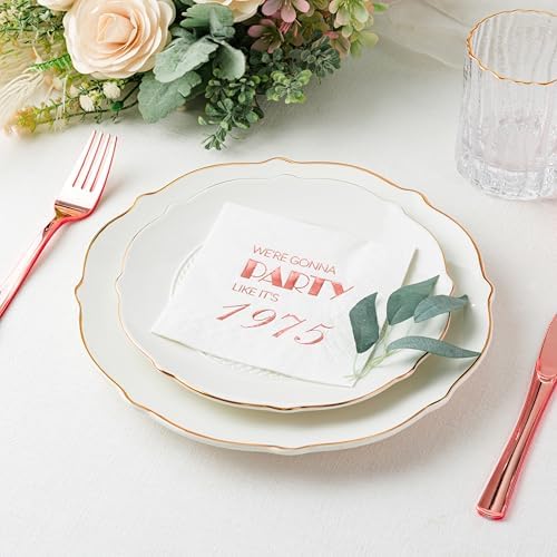 Crisky 50th Birthday Rose Gold Cocktail Napkins 50 Pcs