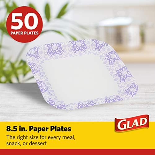 Glad Square Disposable Paper Plates 85 Inch 50 Count
