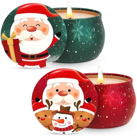 Set of 2 Soy Wax Aromatherapy Candles with Festive Design