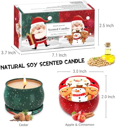 Set of 2 Soy Wax Aromatherapy Candles with Festive Design