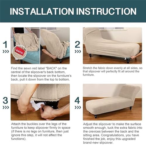 Elastic Stretch Fit Chaise Lounge Slipcover for Indoor Use