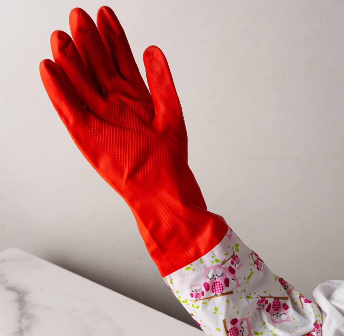 Reusable Waterproof Latex Rubber Gloves with Fleece Lining 2 Pairs
