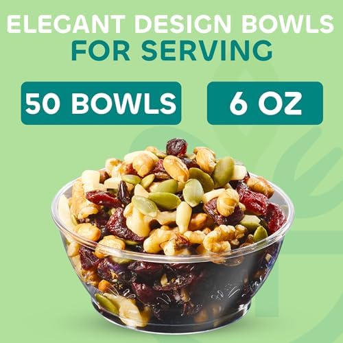 JoyServe Clear Mini Plastic Bowls 50 Pack 6 Oz