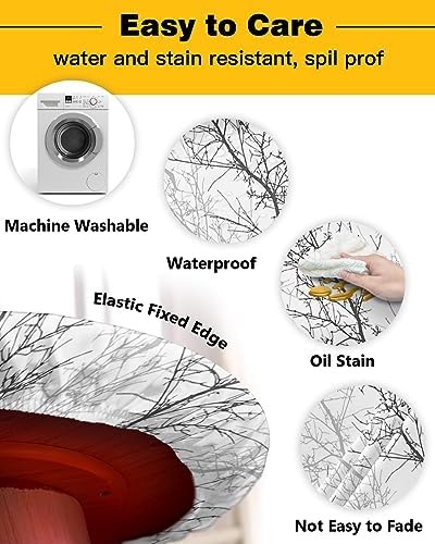 Tree Branch Waterproof Round Table Cover for Indoor Outdoor Use