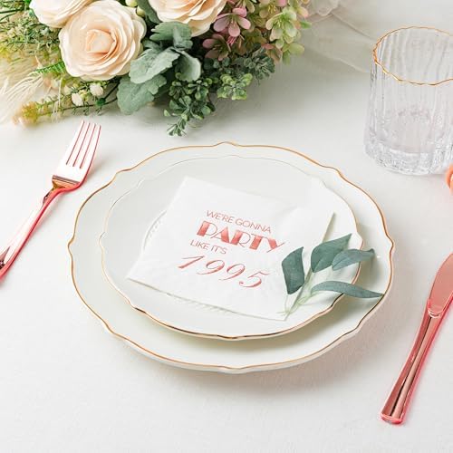 Crisky 30th Birthday Rose Gold Cocktail Napkins 50 Pcs
