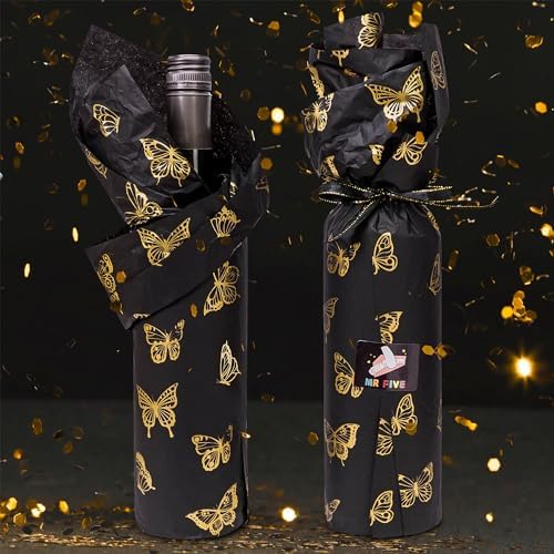 MR FIVE Black Gold Butterfly Tissue Paper Bulk 30 Sheets