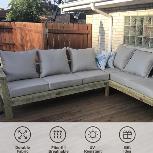 Oslimea 4-Piece Outdoor Cushion Covers Set - Water Resistant Zipper Design Grey