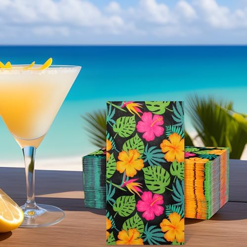 100 Pcs Tropical Hawaiian Cocktail Napkins for Summer Parties