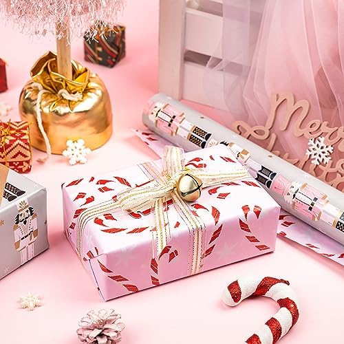 WRAPAHOLIC Reversible Christmas Wrapping Paper - 17x33ft Mini Roll