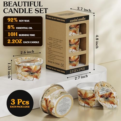 3-Pack Aromatherapy Candle Set Travel Size Jasmine Musk Sandalwood