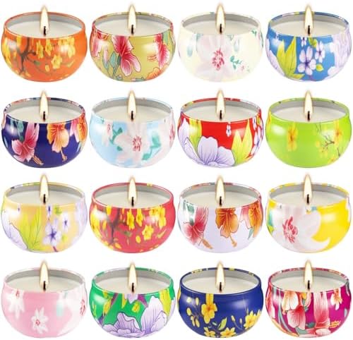 16 Pack 25oz Ladies Scented Candle Flower Set