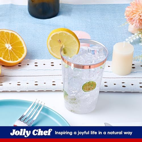 JOLLY CHEF 100 Pack Rose Gold Rim Disposable Cups