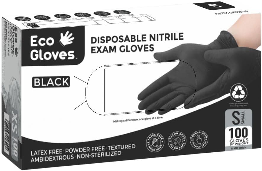 Disposable Nitrile Exam Gloves Black 5 Mil