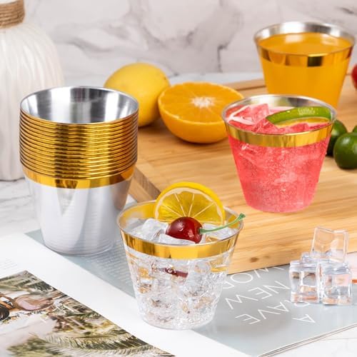 Goodluck 100PCS 9oz Gold Plastic Cups for Parties and Events