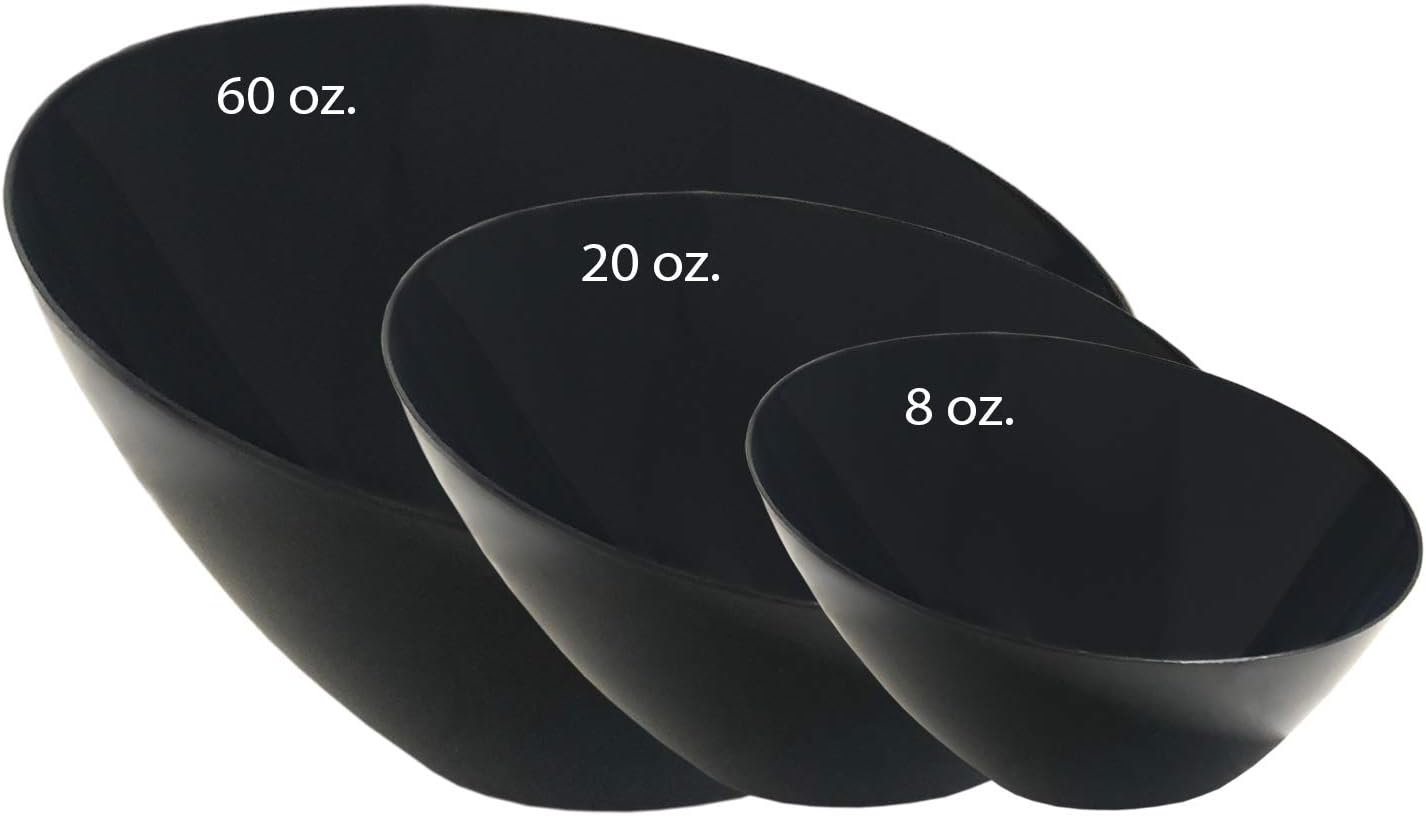 Party Essentials Disposable Hard Plastic Angle Bowl 20-Ounce Black Pack of 2