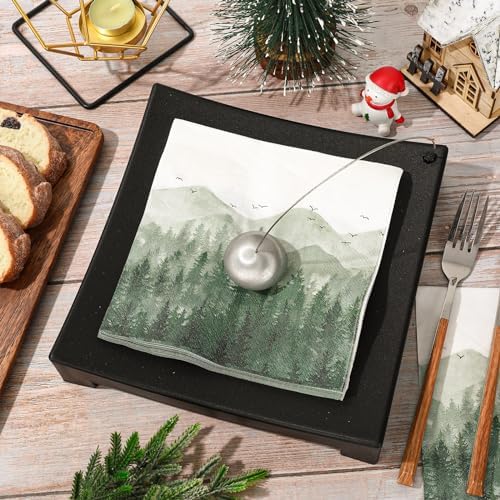 AnyDesign 80 Pack Green Misty Forest Paper Napkins