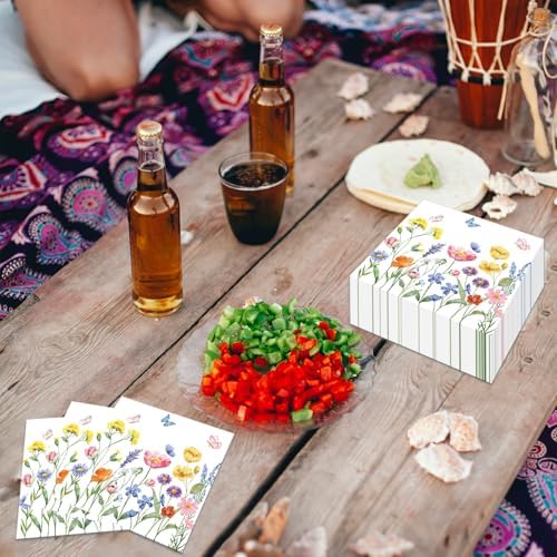 50 Count Wild Flowers Decorative Napkins for Parties